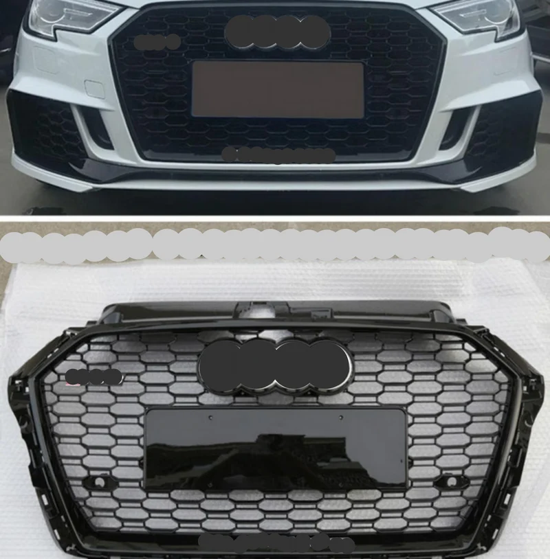Grille Avant Nid d'Abeille Style RS3 pour Audi A3 S3 8V Noir