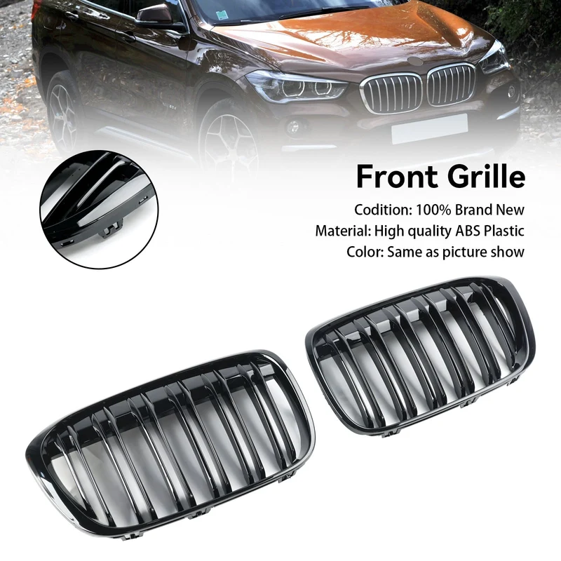 Calandre BMW X1 F48 F49 Noir Brillant 2016-2019 2P
