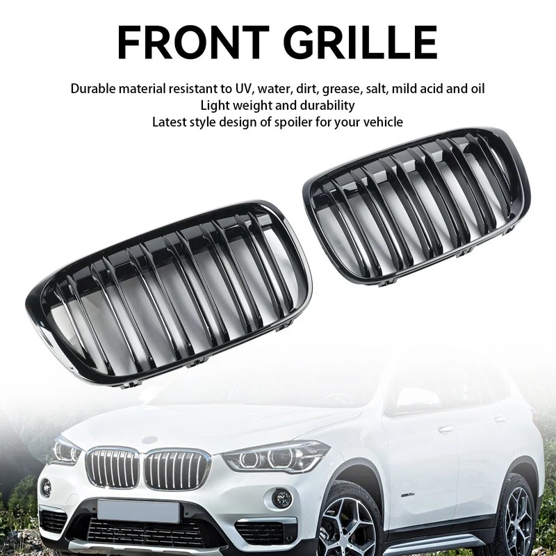 Calandre BMW X1 F48 F49 Noir Brillant 2016-2019 2P