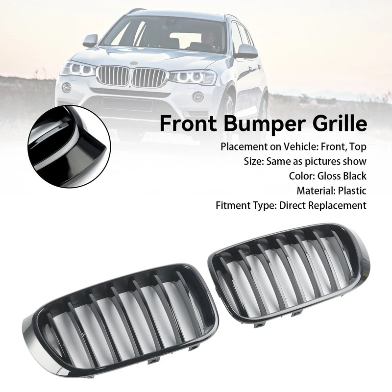 Grille Pare-Chocs BMW X3 F25 X4 F26 Noir Brillant 2014-2017
