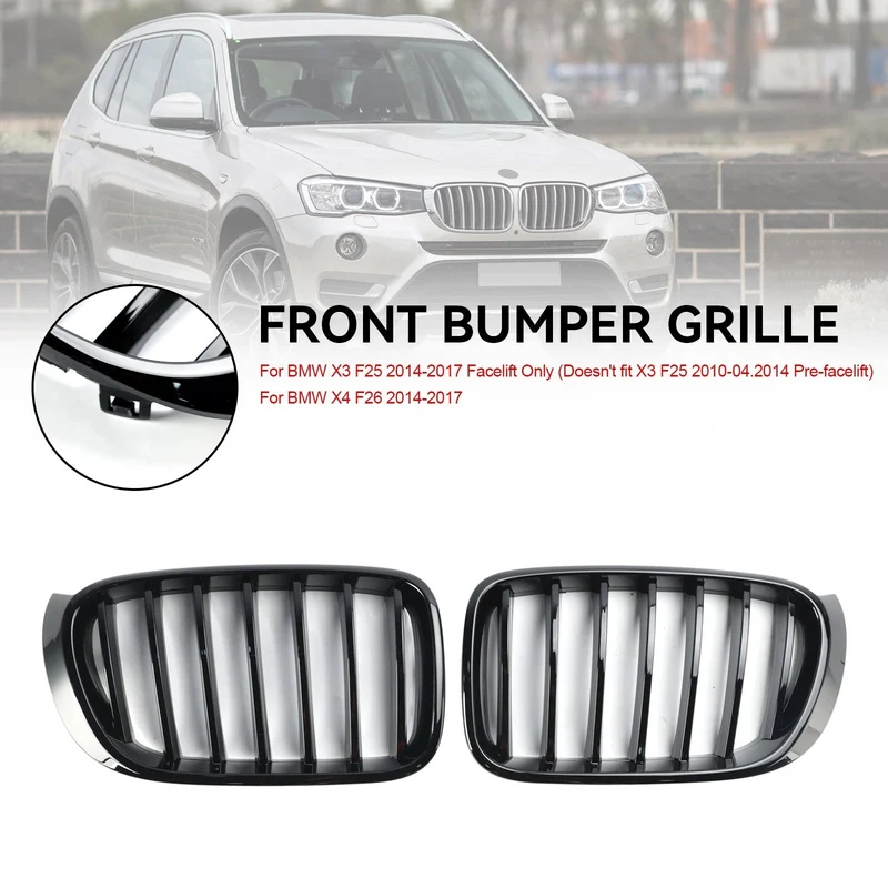 Grille Pare-Chocs BMW X3 F25 X4 F26 Noir Brillant 2014-2017