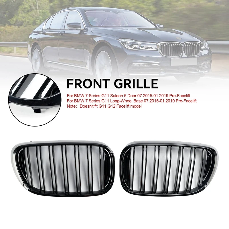 Calandre BMW Série 7 G11 G12 2 Lamelles Noir 2015-2019