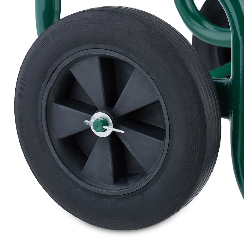 Chariot à bois de chauffage sur roues rangement pratique intérieur extérieur 90 x 40 x 40 cm en acier vert 13_0013928