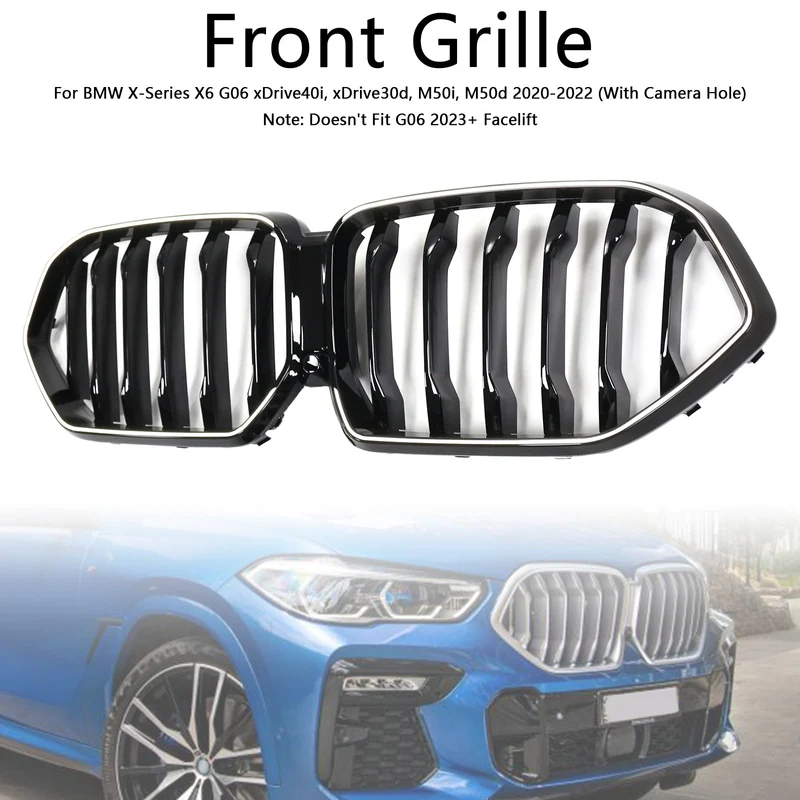Grille BMW X6 G06 M50i Noir 2020-2022 Pare-Chocs