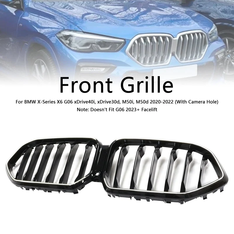 Grille BMW X6 G06 M50i Noir 2020-2022 Pare-Chocs