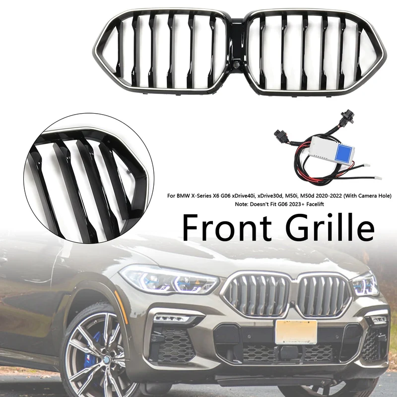 Grille BMW X6 G06 M50i Noir 2020-2022 Pare-Chocs