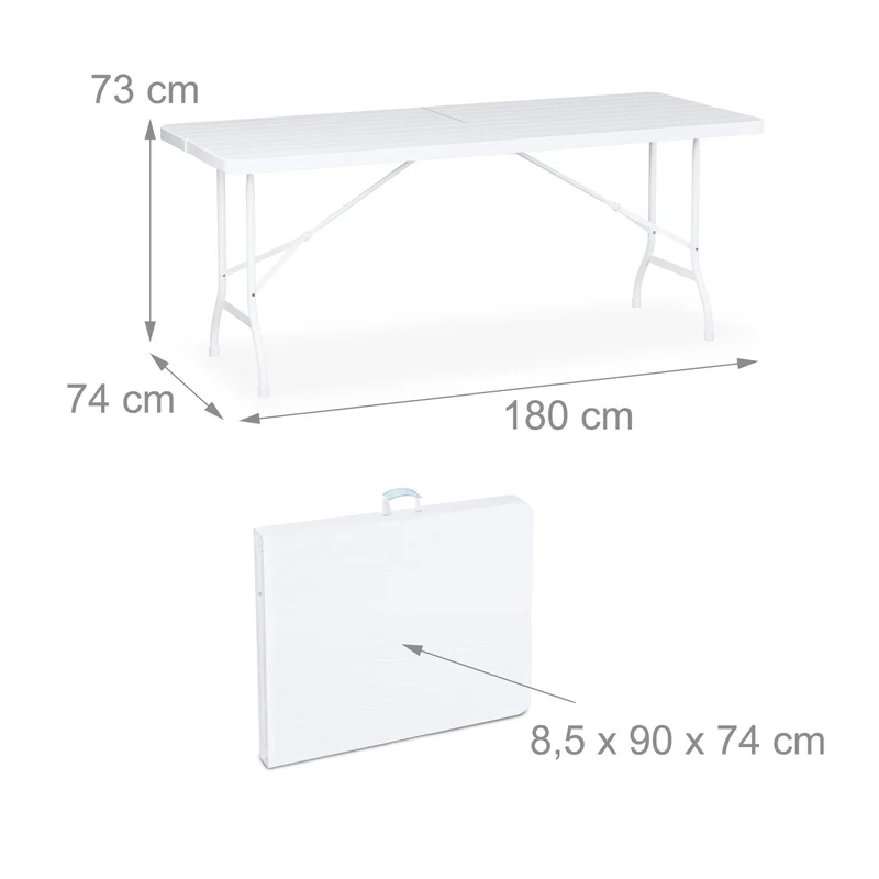 Ensemble table de jardin pliante avec 2 bancs 73 x 180 x 74 cm facile d'entretien style rustique en acier noir 13_0015756