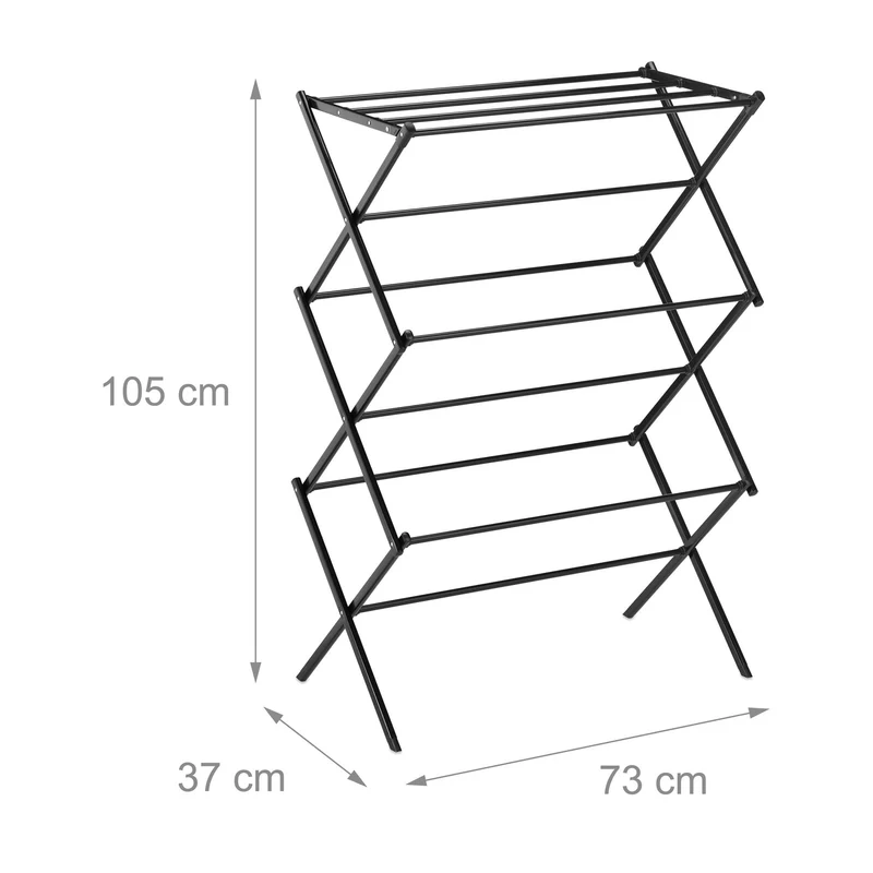 Étendoir à linge pliable pratique 105 x 73 x 37 cm pour petites pièces 11 barres en acier blanc 13_0016413