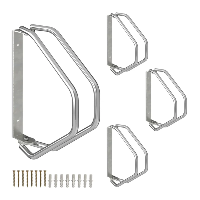 Lot de 2 supports muraux pour vélo pratique rangement économique garage 32,5 x 9 x 29,5 cm en acier argenté 13_0016100