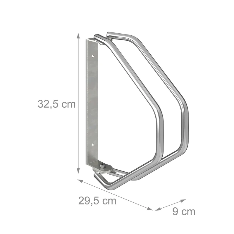 Lot de 2 supports muraux pour vélo pratique rangement économique garage 32,5 x 9 x 29,5 cm en acier argenté 13_0016100
