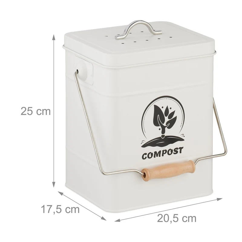Seau à compost 6 litres cuisine jardin transportable facile entretien finition rustique en fer vert 13_0017216