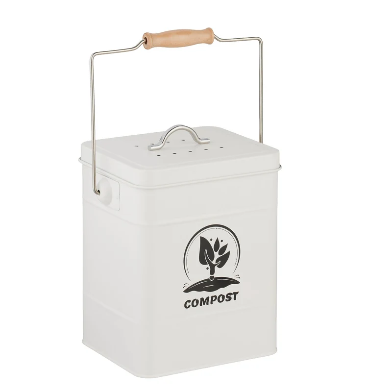 Seau à compost 6 litres cuisine jardin transportable facile entretien finition rustique en fer vert 13_0017216