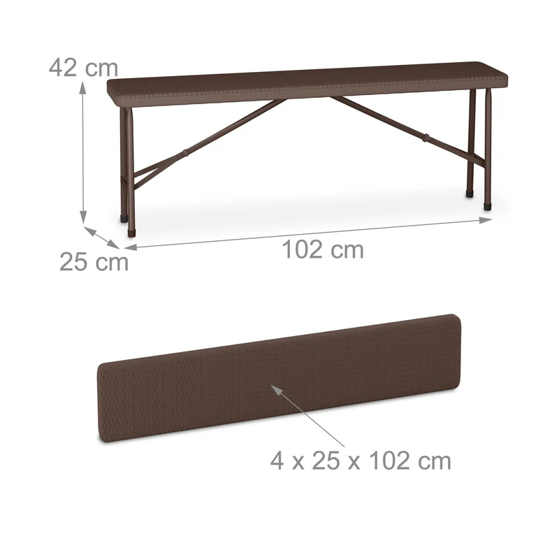 Lot de 1 table pliante et 2 bancs pour jardin extérieur 73 x 120 x 61 cm design rustique en acier noir 13_0015821