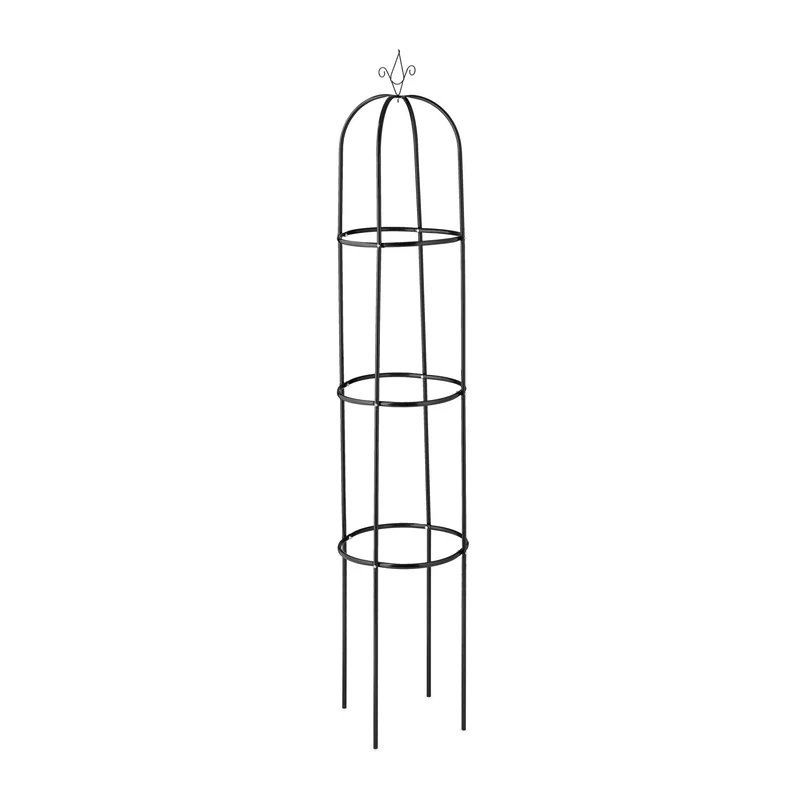 Trellis décoratif rond pour plantes grimpantes jardin 200 x 40 cm en métal noir 13_0011749
