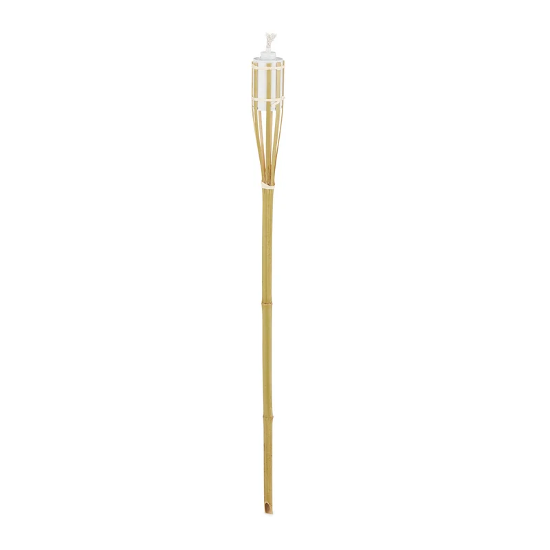 Lot de 10 torches de jardin design naturel éclairage ambiance extérieure 90 x 6 cm en bambou naturel 13_0010892