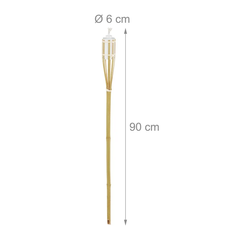 Lot de 10 torches de jardin design naturel éclairage ambiance extérieure 90 x 6 cm en bambou naturel 13_0010892