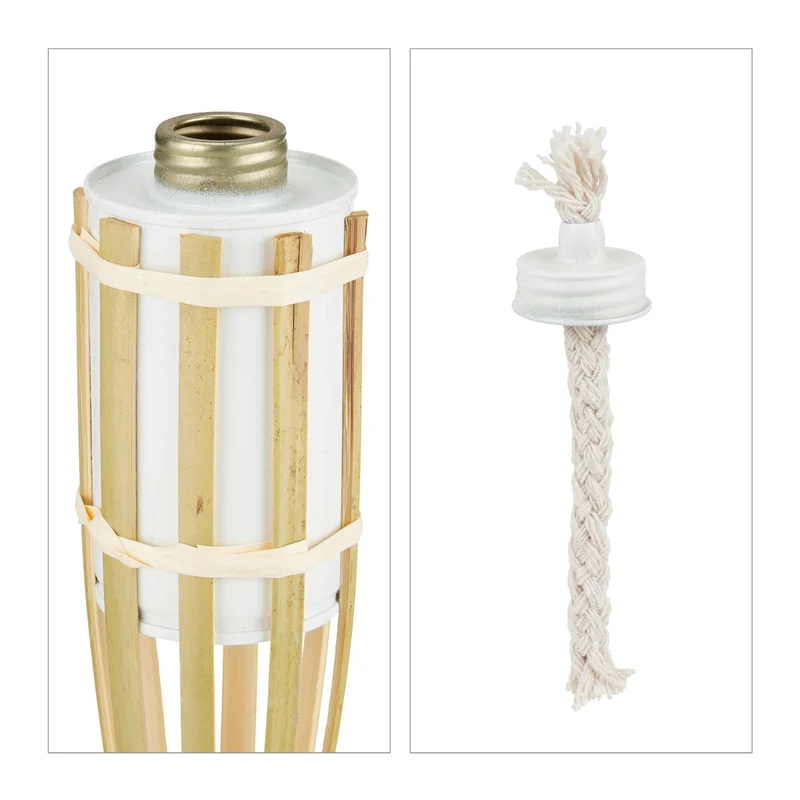 Lot de 10 torches de jardin design naturel éclairage ambiance extérieure 90 x 6 cm en bambou naturel 13_0010892