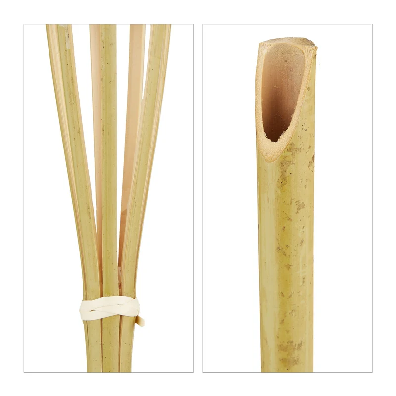 Lot de 10 torches de jardin design naturel éclairage ambiance extérieure 90 x 6 cm en bambou naturel 13_0010892