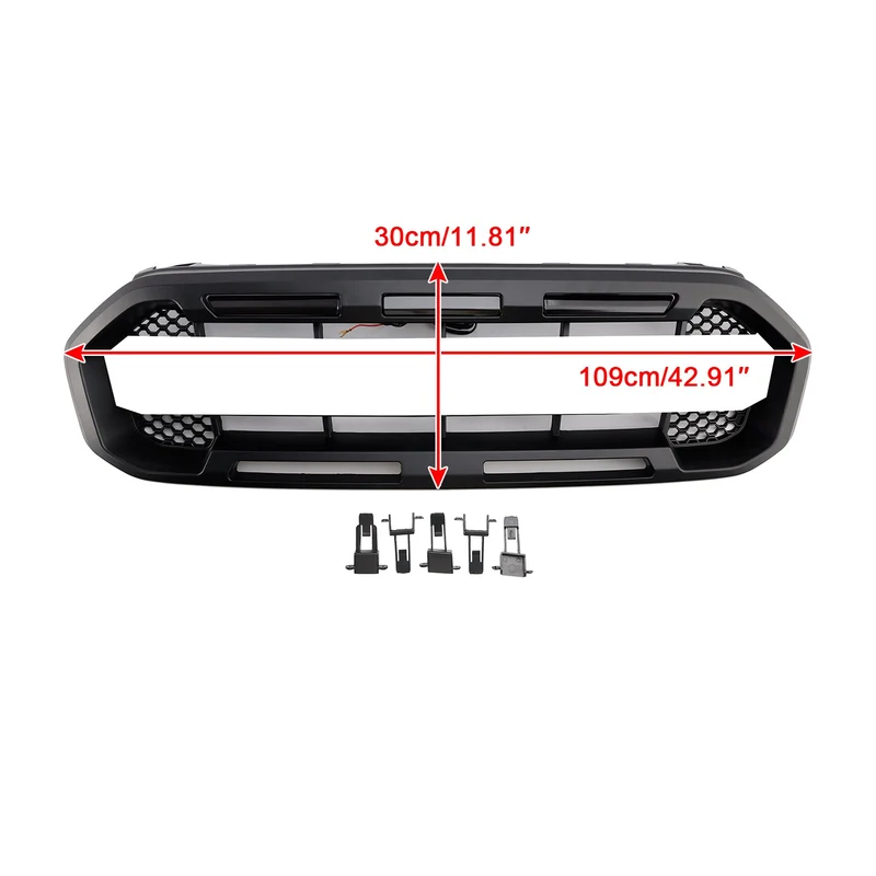 Grille Pare-Chocs Avant Noire Style Raptor Ford Ranger 2019-2023