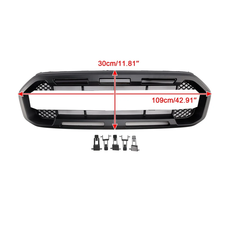Grille Pare-Chocs Avant Noire Style Raptor Ford Ranger 2019-2023