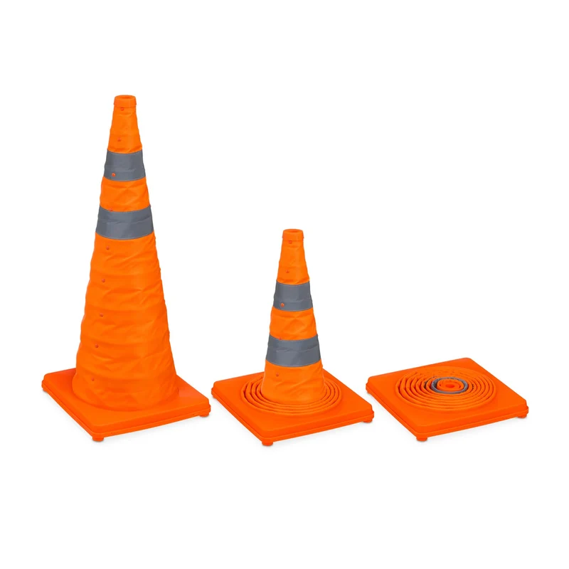 Lot de 2 cônes de signalisation pliables visibles entraînement 70 x 29 x 29 cm en polyester orange 13_0016306
