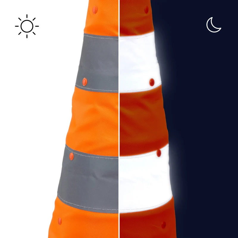 Lot de 2 cônes de signalisation pliables visibles entraînement 70 x 29 x 29 cm en polyester orange 13_0016306