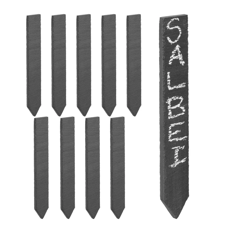 Lot de 10 étiquettes inscriptibles pour plantes jardin 10 x 5 cm décoratives en ardoise noire 13_0013908