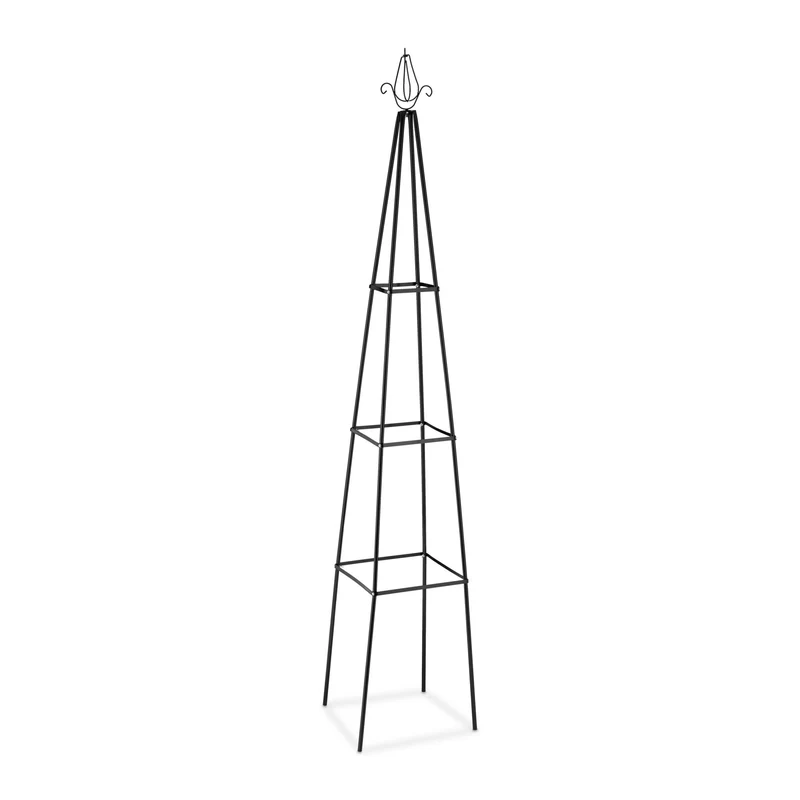 Trellis pyramidal décoratif pour jardin extérieur 60 x 30 x 30 cm en métal noir 13_0011783