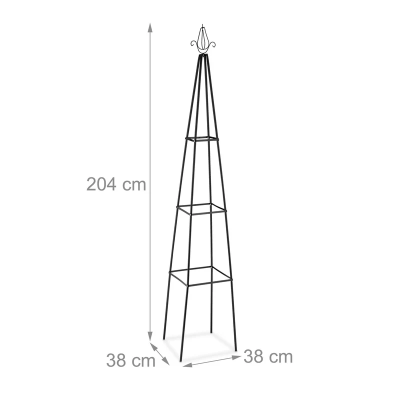 Trellis pyramidal décoratif pour jardin extérieur 60 x 30 x 30 cm en métal noir 13_0011783