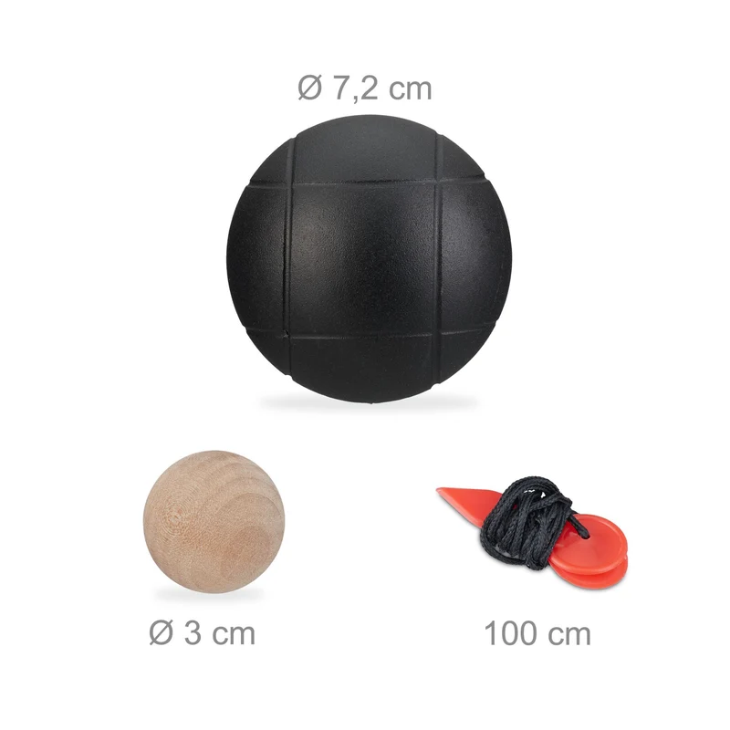 Lot de 6 boules de pétanque acier pour extérieur avec étui ergonomique pratique 6 cm en acier argent 13_0015894