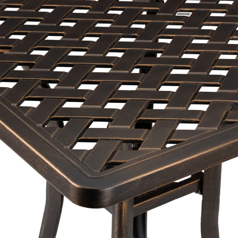 Table de jardin rustique ajustable pour terrasse et balcon 150 x 80 x 74 cm en fonte d'aluminium marron 13_0016721