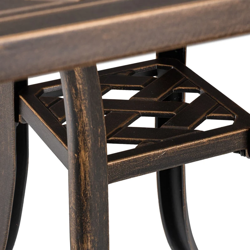 Table de jardin rustique ajustable pour terrasse et balcon 150 x 80 x 74 cm en fonte d'aluminium marron 13_0016721