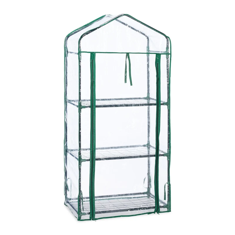 Serre de balcon compacte 3 étagères 100 x 70 x 40 cm protection intempéries accès facilité en plastique translucide 13_0011245