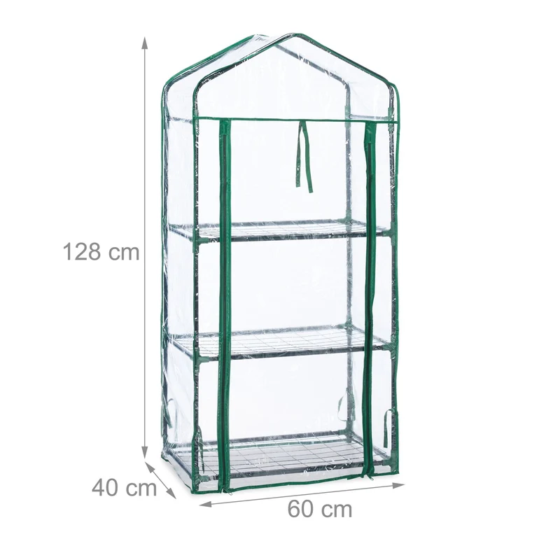 Serre de balcon compacte 3 étagères 100 x 70 x 40 cm protection intempéries accès facilité en plastique translucide 13_0011245