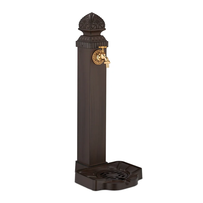 Fontaine décorative pour le jardin avec robinet et bac 90 x 40 x 40 cm style nostalgique en métal marron 13_0017085