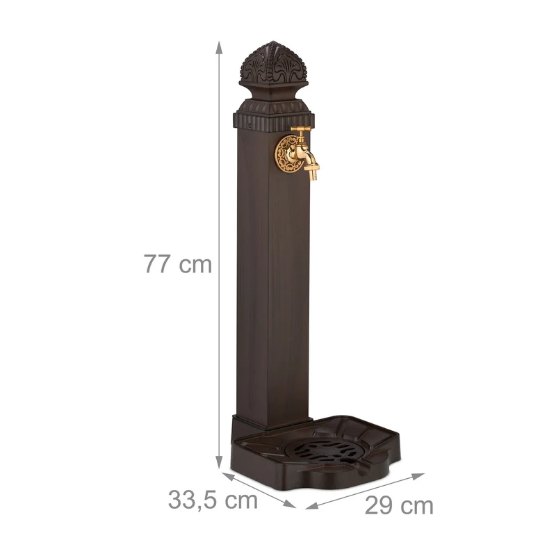 Fontaine décorative pour le jardin avec robinet et bac 90 x 40 x 40 cm style nostalgique en métal marron 13_0017085