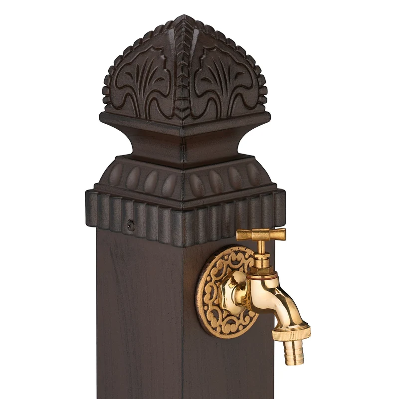 Fontaine décorative pour le jardin avec robinet et bac 90 x 40 x 40 cm style nostalgique en métal marron 13_0017085
