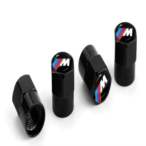 4x Bouchons de Valve BMW Noir Argent