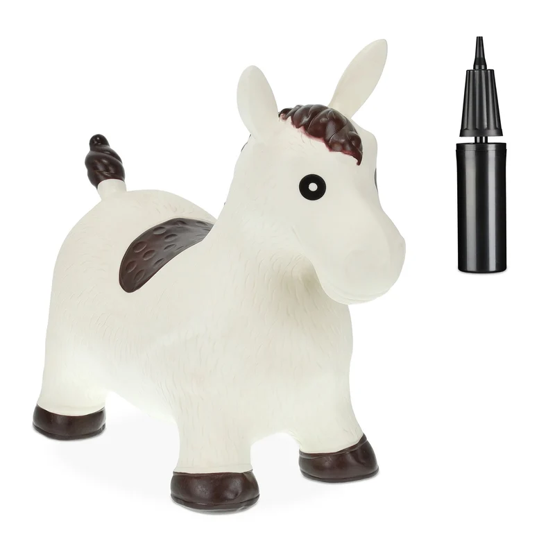 Animal sauteur jouet mignon intérieur extérieur 70 x 60 x 40 cm en PVC blanc 13_0012549