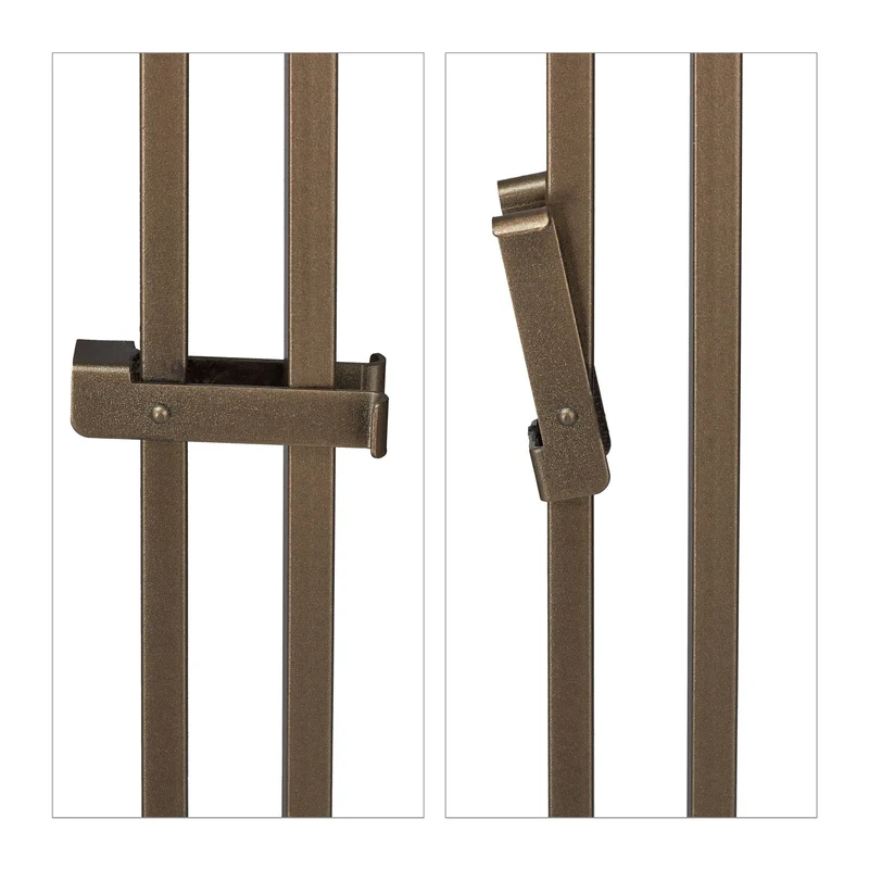 Portillon de jardin en acier 3 pièces avec ornements incurvés extensible en aspect bronze foncé 13_0010586