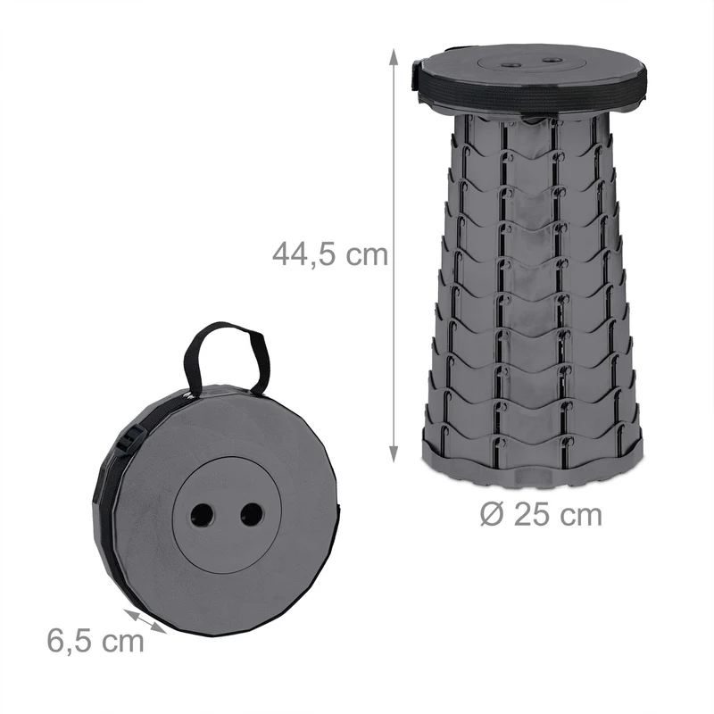 Tabouret pliant réglable camping pêche 20 x 20 x 40 cm en plastique noir 13_0016613