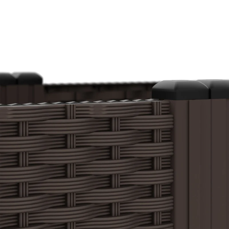 Jardinière haute rectangulaire pour extérieur jardin terrasse 38 x 80 x 40 cm en plastique marron 13_0016487