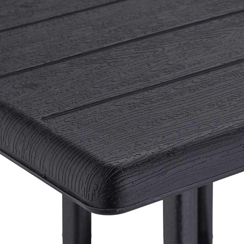 Table carrée de jardin moderne 80 x 80 x 75 cm pour 4 personnes design épuré en plastique noir 13_0012887