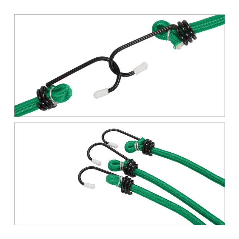 Lot de 12 tendeurs élastiques pour fixer objets voiture vélo 100 x 65 x 50 cm en polypropylène vert 13_0013049