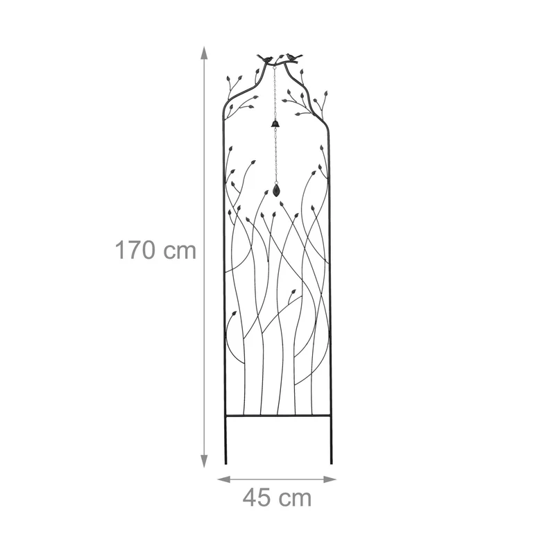 Lot de 2 tuteurs à plantes treillis vintage extérieur support croissance jardin 120 x 25 x 25 cm en métal noir 13_0016767