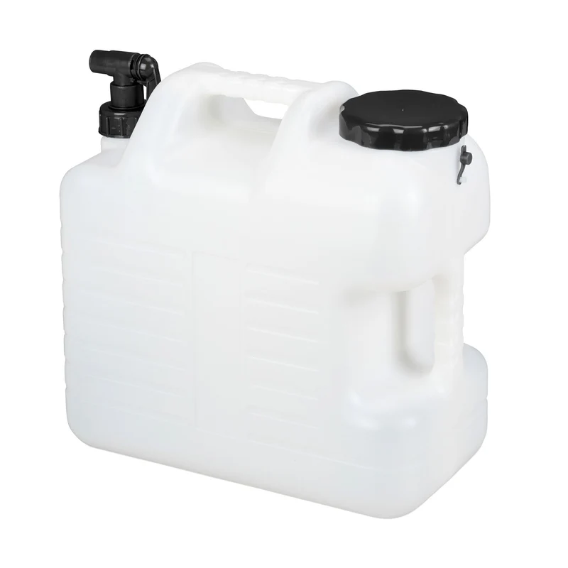 Jerrican d'eau transportable avec robinet rotatif 37 x 19,5 x 36,5 cm pratique camping en plastique blanc 13_0010595