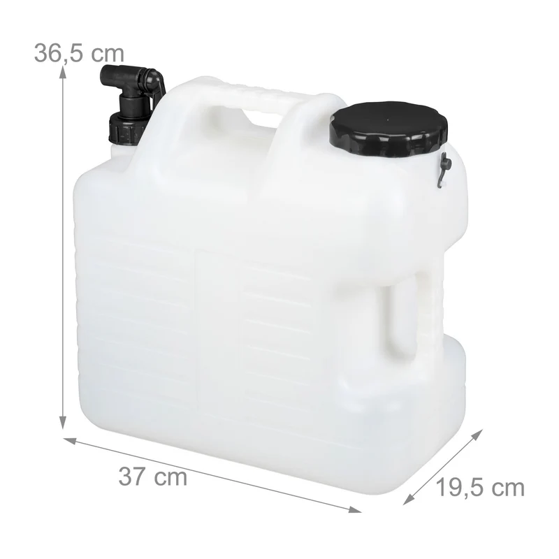 Jerrican d'eau transportable avec robinet rotatif 37 x 19,5 x 36,5 cm pratique camping en plastique blanc 13_0010595