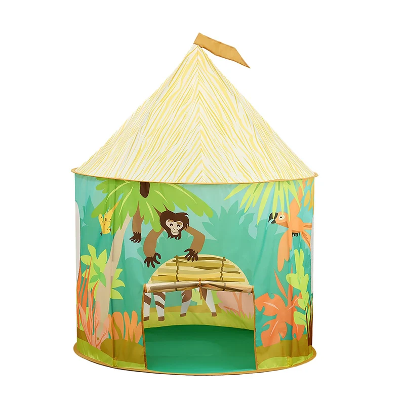 Tente de jeu colorée intérieur extérieur 100 x 100 x 140 cm montage rapide ambiance jungle en polyester vert 13_0017725