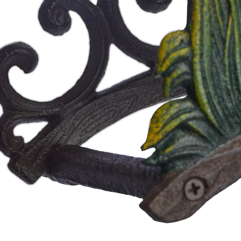 Porte-tuyau antique mural pratique pour jardin 35 x 20 x 15 cm rangement compact en fonte de fer noir 13_0013367