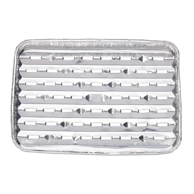 Lot de 25 barquettes alimentaires pratiques pour grillades 25 x 20 x 6 cm en aluminium argenté 13_0012938